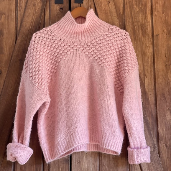 Free People Bradley Turtleneck Pullover Sweater Pink - Picture 4 of 7
